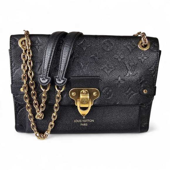 LOUIS VUITTON Vavin PM Black Monogram Empreinte Leather Chain Bag Shoulder EUC - Picture 5 of 16